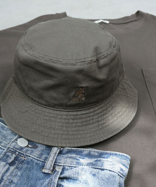 KANGOL(カンゴール)の「KANGOL WASHED BUCKET(ハット・メンズ・ベージュ/ホワイト×ネイビー/ブラック/ダークカーキ/ネイビー・XL/L/M/XXL)」の4枚目の写真