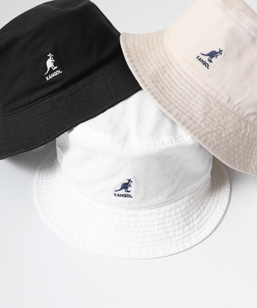 KANGOL(カンゴール)の「KANGOL WASHED BUCKET(ハット・メンズ・ベージュ/ホワイト×ネイビー/ブラック/ダークカーキ/ネイビー・XL/L/M/XXL)」の2枚目の写真