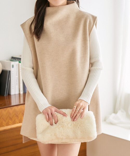 セール】スタンドカラーサイドスリットベストトップス（ベスト）｜KOBE