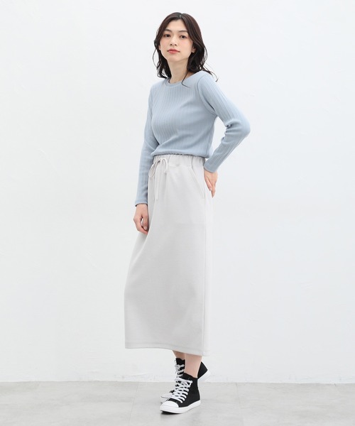 Honeys（ハニーズ）の「ボートネックＴシャツ（Tシャツ/カットソー・レディース・ライトグリーン/オフホワイト/ブラック/グレイッシュベージュ/イエロー/コーラルピンク/サックスブルー・L/M/LL/S）」の15枚目の写真