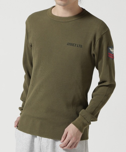 【セール】LONGSLEEVE WAFFLE T-SHIRT U.S.NAVY / 長袖 ワッフルTシャツ ユーエスネイビー / AVIREX / アヴィレックス（Tシャツ/カットソー）｜AVIREX（アヴィレックス）
