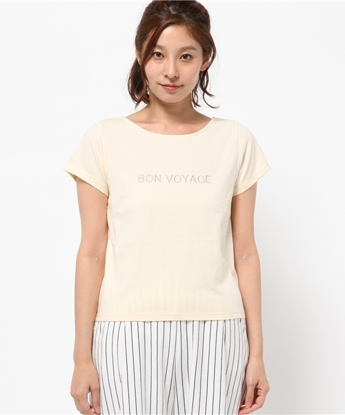 OUTLET(アウトレット)の「【who's who Chico】BONVOYAGEプリントT(Tシャツ/カットソー・レディース・クリーム・FREE)」の2枚目の写真