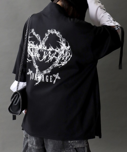 【セール】2WAY Sleeve Tribal Design Half Zip T-shirt/トライバルロゴ ハーフジップ Tシャツ ロンT（Tシャツ/カットソー）｜SITRY（シトリー）