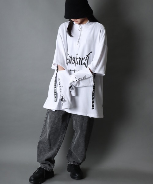 SITRY（シトリー）の「2WAY Sleeve Tribal Design Half Zip T-shirt