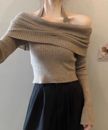 Nia | Nia(ニア)/ホルターネック　オフショルリブニット(ニット/セーター)