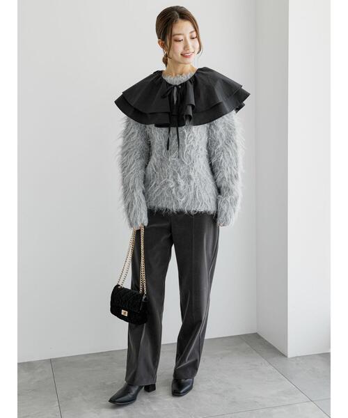 Te chichi（テチチ）の「ベロアストレートパンツ（その他パンツ・レディース・チャコールグレー/キャメル・F）」の4枚目の写真