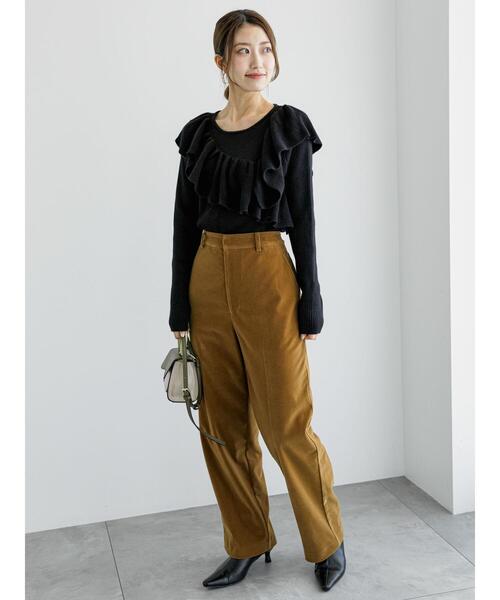 Te chichi（テチチ）の「ベロアストレートパンツ（その他パンツ・レディース・チャコールグレー/キャメル・F）」の9枚目の写真