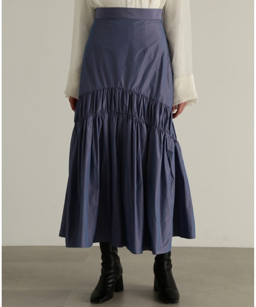 JILL STUART(ジルスチュアート)の「◆タフタギャザースカート(スカート・レディース・ホワイト/ブルー・2/0/4)」の2枚目の写真