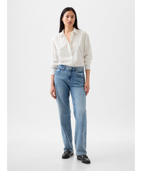 GAP(ギャップ)の「アイレット ビッグシャツ(シャツ/ブラウス・レディース・ホワイト/ネイビー・M/L/XS/XXS/S)」の6枚目の写真