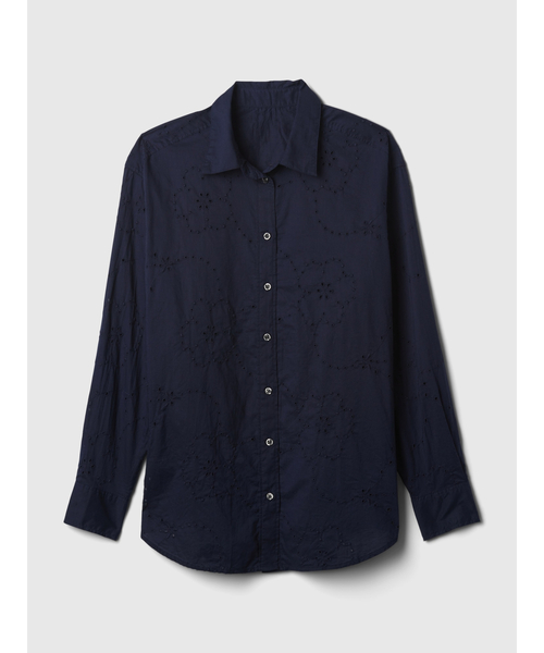 GAP(ギャップ)の「アイレット ビッグシャツ(シャツ/ブラウス・レディース・ホワイト/ネイビー・M/L/XS/XXS/S)」の3枚目の写真