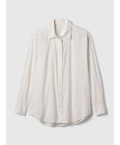 GAP(ギャップ)の「アイレット ビッグシャツ(シャツ/ブラウス・レディース・ホワイト/ネイビー・M/L/XS/XXS/S)」の9枚目の写真