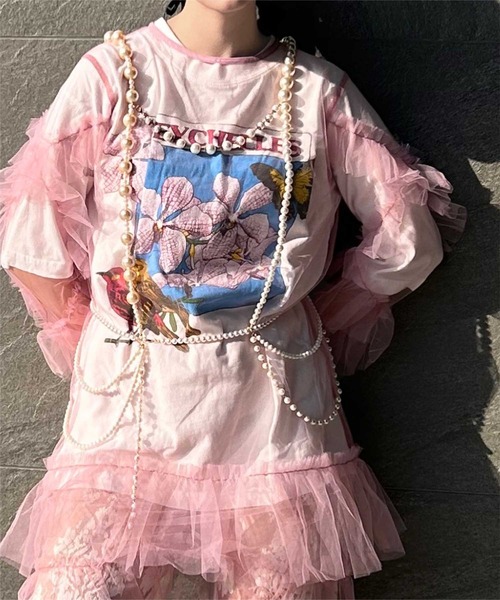 miette（ミエット）の「チュールフリルシアーワンピース（ワンピース・レディース・ピンク/ブルー/ブラック・FREE）」の11枚目の写真