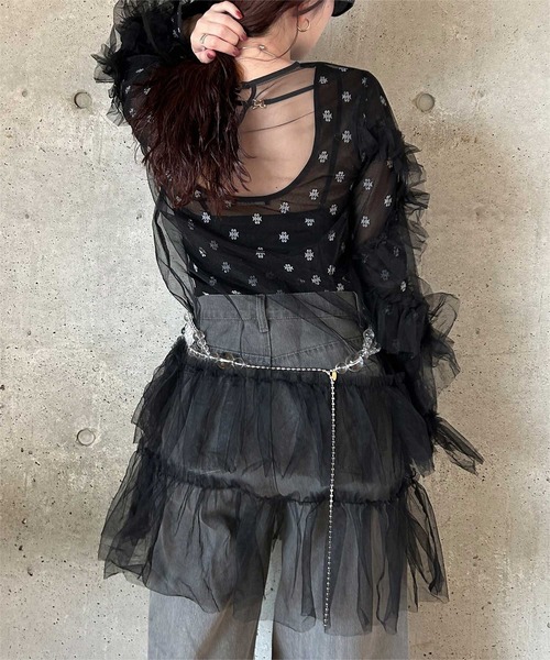 miette（ミエット）の「チュールフリルシアーワンピース（ワンピース