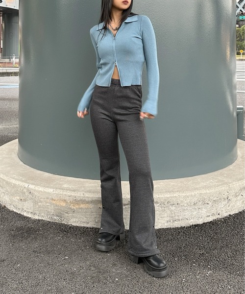 LVEU.（ラブユ.）の「【LVEU.】ダブルジップニットトップス / トップス ニット リブ カットソー ジップ ファスナー カーディガン 羽織り Wジップ ダブルジップ 襟付き ブラック ブルー 水色 ライトブルー グレー（カーディガン/ボレロ・レディース・ブラック/グレー/ブルー・FREE）」の11枚目の写真