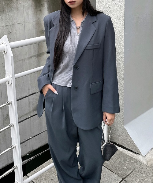 LVEU.（ラブユ.）の「【LVEU.】ダブルジップニットトップス / トップス ニット リブ カットソー ジップ ファスナー カーディガン 羽織り Wジップ ダブルジップ 襟付き ブラック ブルー 水色 ライトブルー グレー（カーディガン/ボレロ・レディース・ブラック/グレー/ブルー・FREE）」の14枚目の写真