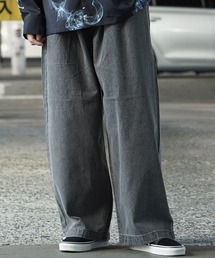 【unisex】2タック ワイドストレートパンツ / デニム ワイドパンツ メンズ ワイドデニムパンツ レディース バギーパンツ