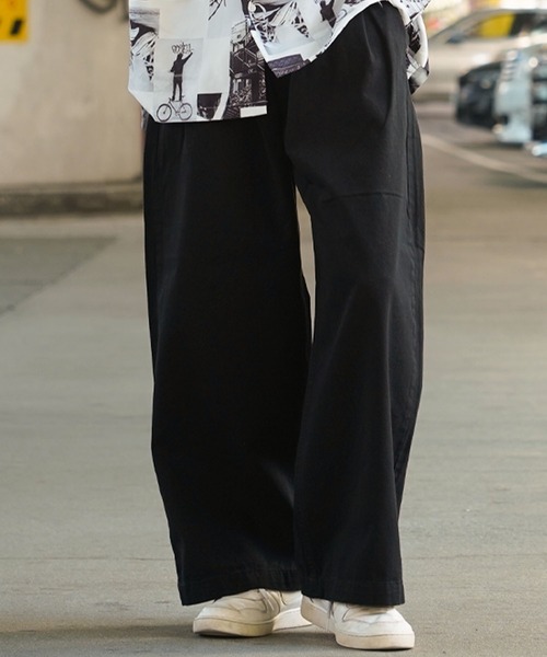 1111clothing(ワンフォークロージング)の「【unisex】2タック ワイドストレートパンツ / デニム ワイドパンツ メンズ ワイドデニムパンツ レディース バギーパンツ(デニムパンツ・メンズ・ライトブルー/ブラック系2/ブラック系1/ベージュ・L/M)」の12枚目の写真
