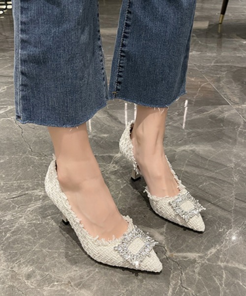 Miniministore(ミニミニストア)の「ツイードパンプス ポインテッドトゥ 華奢(パンプス・レディース・ブラック/アイボリー・23.0cm/23.5cm/24.0cm/24.5cm/22.5cm)」の10枚目の写真