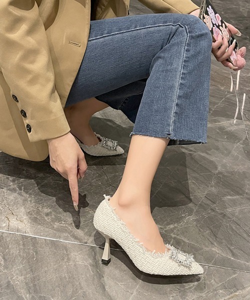 Miniministore(ミニミニストア)の「ツイードパンプス ポインテッドトゥ 華奢(パンプス・レディース・ブラック/アイボリー・23.0cm/23.5cm/24.0cm/24.5cm/22.5cm)」の14枚目の写真
