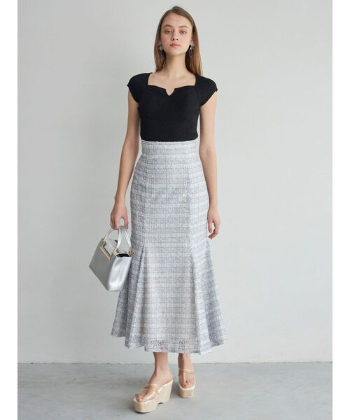 MERCURYDUO（マーキュリーデュオ）の「ツイードライクレースマーメイドスカート（スカート・レディース・ラベンダー/ミント・MEDIUM/SMALL）」の9枚目の写真