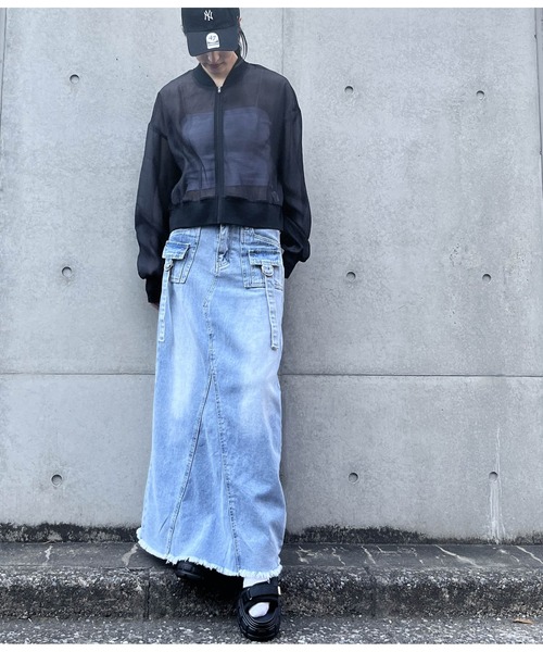 ANAP（アナップ）の「カーゴデザインデニムロングスカート（デニムスカート・レディース・ライトブルー・S/M）」の7枚目の写真