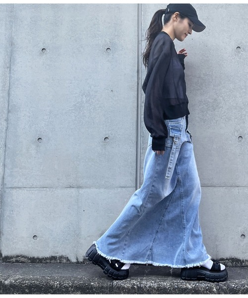 ANAP（アナップ）の「カーゴデザインデニムロングスカート（デニムスカート・レディース・ライトブルー・S/M）」の10枚目の写真