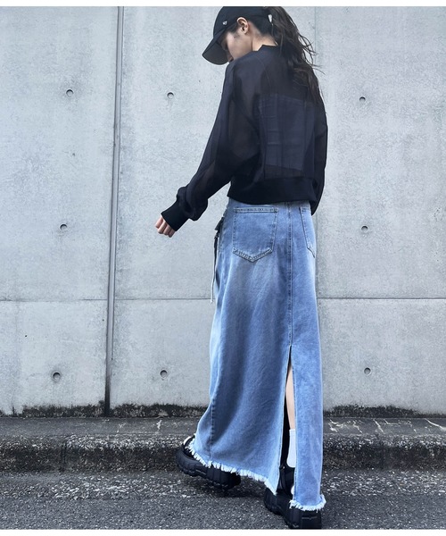 ANAP（アナップ）の「カーゴデザインデニムロングスカート（デニムスカート・レディース・ライトブルー・S/M）」の11枚目の写真