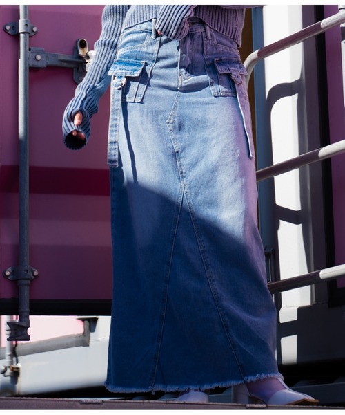 ANAP（アナップ）の「カーゴデザインデニムロングスカート（デニムスカート・レディース・ライトブルー・S/M）」の12枚目の写真