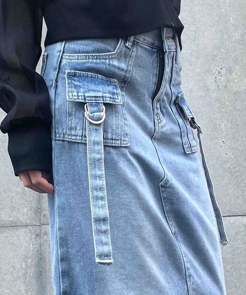 ANAP（アナップ）の「カーゴデザインデニムロングスカート（デニムスカート・レディース・ライトブルー・S/M）」の17枚目の写真