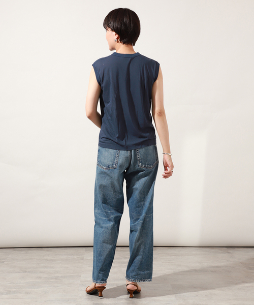 VERMEIL par iena(ヴェルメイユパーイエナ)の「【ATON/エイトン】Garmentdyed 60 Fresca 別注ノースリーブTシャツ(Tシャツ/カットソー・レディース・ネイビー・SMALL)」の5枚目の写真