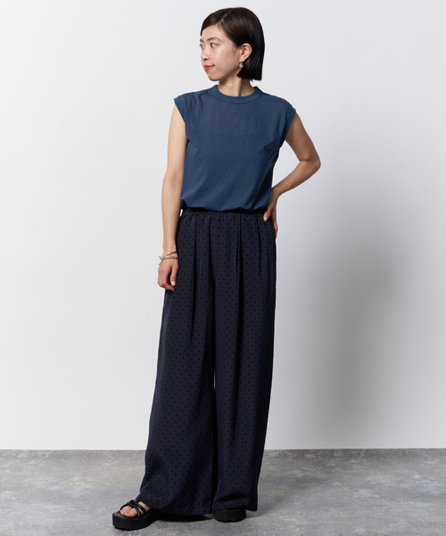 VERMEIL par iena(ヴェルメイユパーイエナ)の「【ATON/エイトン】Garmentdyed 60 Fresca 別注ノースリーブTシャツ(Tシャツ/カットソー・レディース・ネイビー・SMALL)」の8枚目の写真