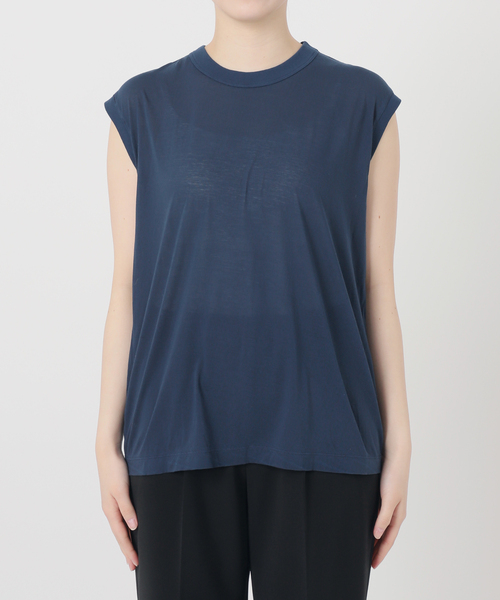 VERMEIL par iena(ヴェルメイユパーイエナ)の「【ATON/エイトン】Garmentdyed 60 Fresca 別注ノースリーブTシャツ(Tシャツ/カットソー・レディース・ネイビー・SMALL)」の10枚目の写真
