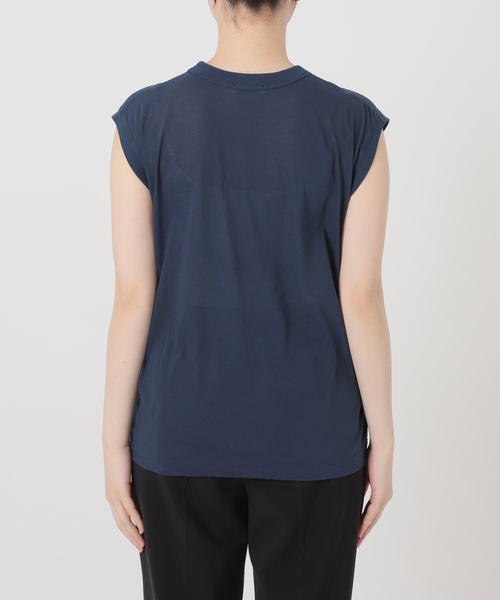 VERMEIL par iena(ヴェルメイユパーイエナ)の「【ATON/エイトン】Garmentdyed 60 Fresca 別注ノースリーブTシャツ(Tシャツ/カットソー・レディース・ネイビー・SMALL)」の12枚目の写真
