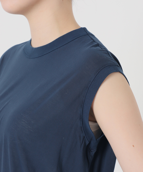 VERMEIL par iena(ヴェルメイユパーイエナ)の「【ATON/エイトン】Garmentdyed 60 Fresca 別注ノースリーブTシャツ(Tシャツ/カットソー・レディース・ネイビー・SMALL)」の15枚目の写真