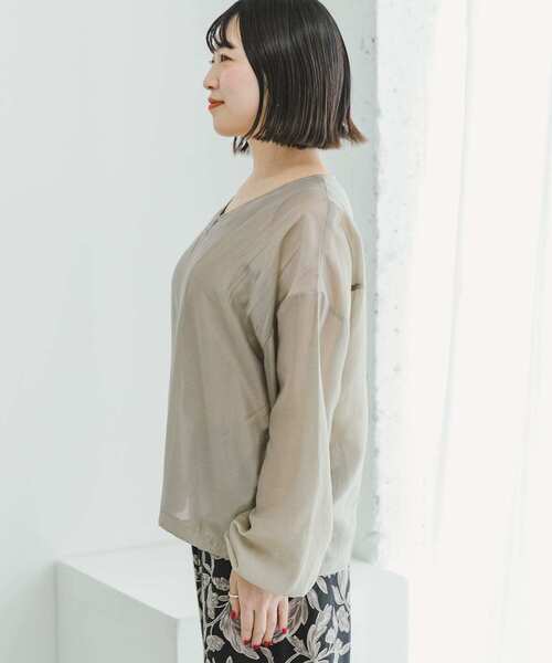 ITEMS URBANRESEARCH(アイテムズ アーバンリサーチ)の「シアーVネックブルゾン(ブルゾン・レディース・ベージュ系その他/ブラウン・FREE)」の16枚目の写真