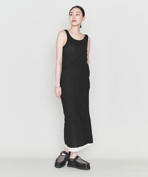 ASTRAET(アストラット)の「<ASTRAET>コットン シアー ノースリーブ マキシワンピース(ワンピース・レディース・ブラック/ホワイト/グレー・FREE)」の4枚目の写真