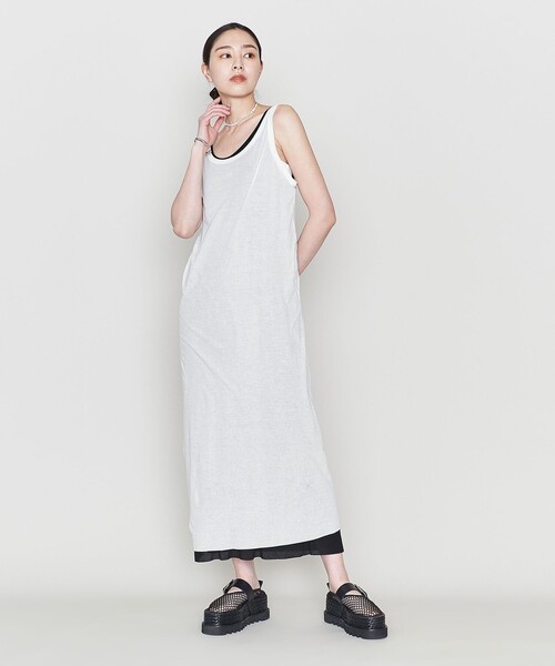 ASTRAET(アストラット)の「<ASTRAET>コットン シアー ノースリーブ マキシワンピース(ワンピース・レディース・ブラック/ホワイト/グレー・FREE)」の6枚目の写真