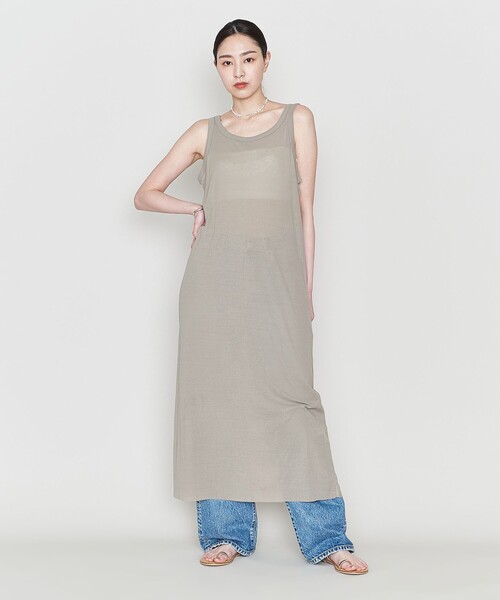 ASTRAET(アストラット)の「<ASTRAET>コットン シアー ノースリーブ マキシワンピース(ワンピース・レディース・ブラック/ホワイト/グレー・FREE)」の13枚目の写真