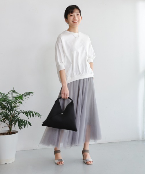 Bou Jeloud(ブージュルード)の「切替ドルマンカットソー(Tシャツ/カットソー・レディース・オフホワイト/チャコールグレー/グリーン・FREE)」の7枚目の写真