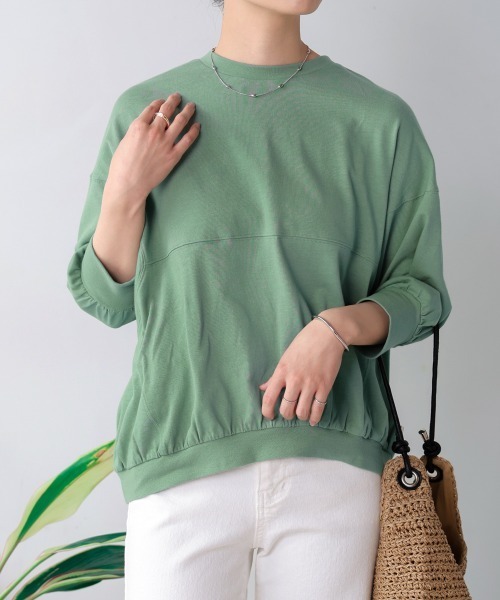 Bou Jeloud(ブージュルード)の「切替ドルマンカットソー(Tシャツ/カットソー・レディース・オフホワイト/チャコールグレー/グリーン・FREE)」の16枚目の写真