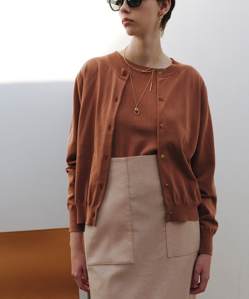 ROPE'（ロペ）の「【洗える】【接触冷感】ICE COTTONカーディガン【アンサンブル対応】【雑誌/メディア掲載】（カーディガン/ボレロ・レディース・ブラック/ピンク系その他/オフホワイト/キャメル/イエロー/ブルー系その他4・FREE）」の5枚目の写真