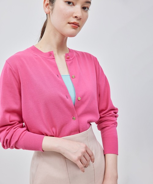 ROPE'（ロペ）の「【洗える】【接触冷感】ICE COTTONカーディガン【アンサンブル対応】【雑誌/メディア掲載】（カーディガン/ボレロ・レディース・ブラック/ピンク系その他/オフホワイト/キャメル/イエロー/ブルー系その他4・FREE）」の6枚目の写真