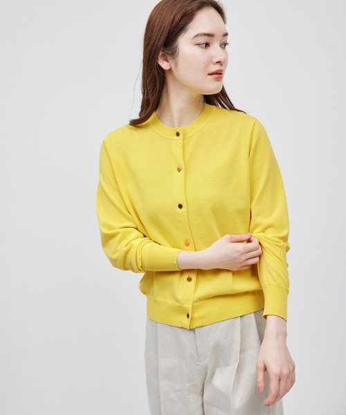 ROPE'（ロペ）の「【洗える】【接触冷感】ICE COTTONカーディガン【アンサンブル対応】【雑誌/メディア掲載】（カーディガン/ボレロ・レディース・ブラック/ピンク系その他/オフホワイト/キャメル/イエロー/ブルー系その他4・FREE）」の4枚目の写真
