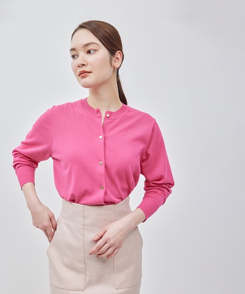 ROPE'（ロペ）の「【洗える】【接触冷感】ICE COTTONカーディガン【アンサンブル対応】【雑誌/メディア掲載】（カーディガン/ボレロ・レディース・ブラック/ピンク系その他/オフホワイト/キャメル/イエロー/ブルー系その他4・FREE）」の12枚目の写真