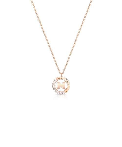 【セール】【メトロシティ】Mベーシック ローズ ネックレス ジルコニア ロゴ ポイント（ネックレス）｜METROCITY（メトロシティ）