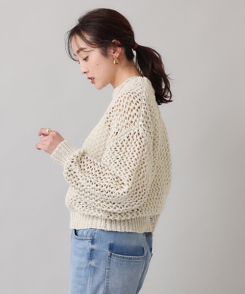 リヨカ新品⭐️Liyoca片畦ラメウールニットプルオーバー柔らかニットローゲージ Liyoca（リヨカ）の「【Liyoca】テープヤーンメッシュ編みプル