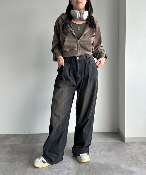 apres jour mignon（アプレジュールミニョン）の「ピグメントクロップドパーカ―（パーカー・レディース・カーキ/ブラウン系その他/ブラック系その他/ネイビー・X-LARGE/フリー）」の16枚目の写真