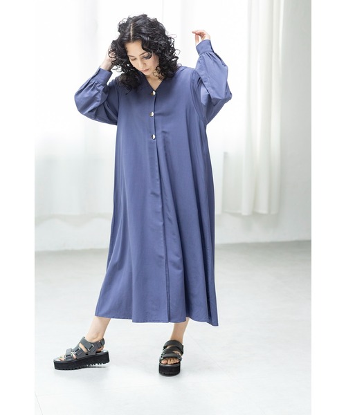 OSMOSIS(オズモーシス)の「バックギャザーワンピース(ワンピース・レディース・ブラック/アイボリー/パープル・ONE SIZE)」の5枚目の写真