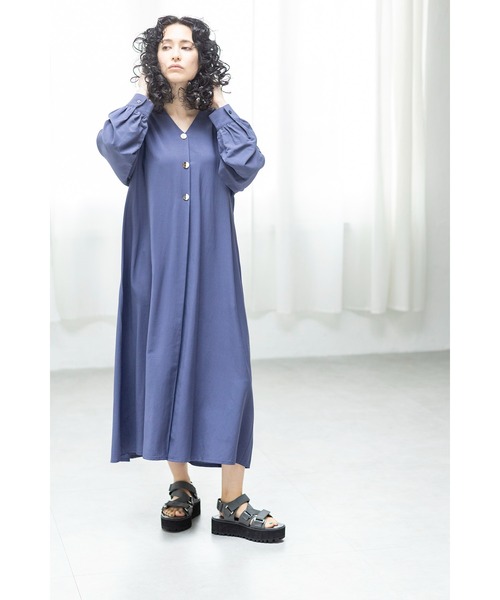 OSMOSIS(オズモーシス)の「バックギャザーワンピース(ワンピース・レディース・ブラック/アイボリー/パープル・ONE SIZE)」の6枚目の写真