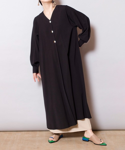 OSMOSIS(オズモーシス)の「バックギャザーワンピース(ワンピース・レディース・ブラック/アイボリー/パープル・ONE SIZE)」の12枚目の写真